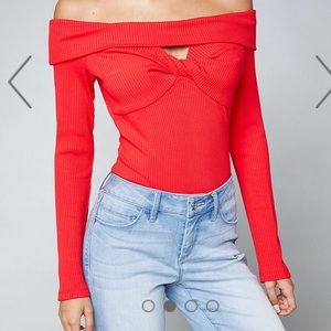 Bebe Red Bodysuit. Size S. New with tags